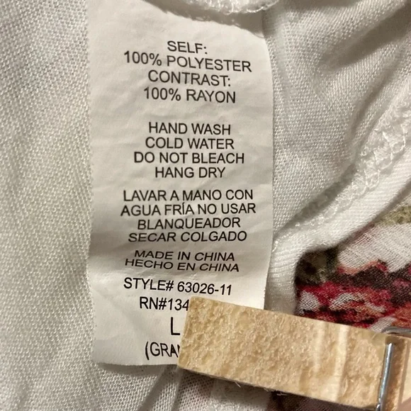 Ambiance Flowy Floral Tank Top with Split Back | White with Pink and Red Roses - Picture 7 of 9